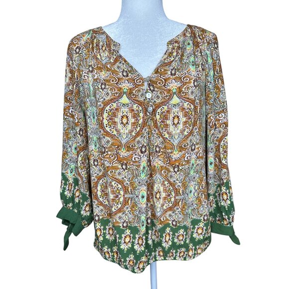 Anthropologie Fig And Flower Top Womens Large Multicolor Boho Floral Shirt - Picture 3 of 8
